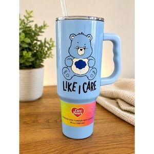 Silver Buffalo Care Bears Grumpy Bear 40oz Stainless Steel Tumbler Handle Straw